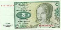 BRD 5 Mark Bundesbanknote KN 7stellig, rot.Serie: R -