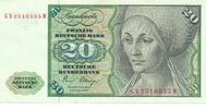 BRD 20 Mark Bundesbanknote KN 7stellig, rot.Serie: GN -