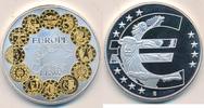 Europa Medaille, Cu.versilbert Euro mit den ersten Staaten,vergoldet -
