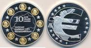 Europa Medaille, Cu.versilbert Euro 10 Jahre Vatikan, in Hartplastikkapsel -