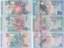Surinam 5 10 25 Gulden Geldschein Banknote 3 Stück Lot -