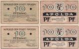 Apolda 2x 10 Pfennig Zwei Notgeldscheine aus Apolda -