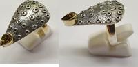 Ausgefallener Ring Silber Silberring Damenring 925 Citrin Gr. 58 : 18,5 mm -