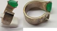 Ausgefallener Ring Silber Silberring Damenring 925 Gr. 57 : 18 mm Edelstein Grün -