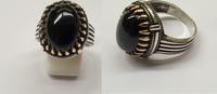 Herrenring 925er Silber Ring Ring Edelstein Onyx bicolor Gr. 61 : 19,3 mm -