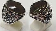 Herrenring 925er Silber Ring Farbstein Schwarz Onyx Gr. 59 : 18,8 mm -