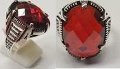 Herrenring 925er Silber Ring Farbstein Rot Gr. 65 : 21,8 mm Silberring -