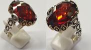 Herrenring 925er Silber Ring Farbstein Rot Gr. 66 : 21 mm bicolor -