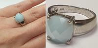 Silberring mit milchfarbenen Stein 925er Sterling Silber -