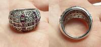 Silberring Silberring aus 925er Sterling Silber mit weißen und roten Farbsteinen -