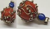 Anhänger Schaumkoralle Lapislazuli Anhänger 925 Silber Silberschmuck Silberanhänger Lapis Lazuli L: 5,5 cm -