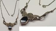 Silberkette 925er Silber Silbercollier Onyx Markasiten Kette -