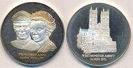 Großbritannien Medaille Silbermedaille 986er Silber Prinzessin Anne Mark Phillips Westminister Abbey -