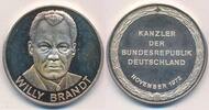 Deutschland Medaille Silbermedaille 1000er Silber Kanzler der BRD Willy Brandt 4. Bundeskanzler 1969-1974 Feinsilber -