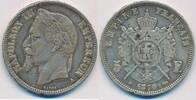 5 Francs 1870 A Frankreich Münze Silber Paris: A  Napoleon III. (1852-1870) fast sehr schön