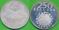 Portugal 250 Escudos Silbermünze Lisbon 680er Silber -