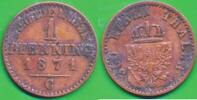 Altdeutschland Deutschland 1 Pfennig Münze Preußen Wilhelm I. (1861-1888) -