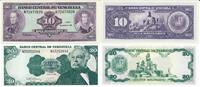 Venezuela 10 Bolivares, 20 Bolivares Banknote Geldschein 1 Stück 10 Bolivares (unc), 1 Stück 20 Bolivares (unc) Lot -