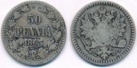 50 Penniä 1865 Finnland Kursmünze fast sehr schön