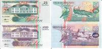 Suriname 25 100 Gulden Banknote Geldscheine 25 und 100 Gulden (unc 1998) 2 Scheine -