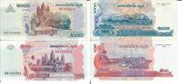 Kambodscha 500 1000 Riels Banknote Geldscheine 500 Riels (2004 unc) 1000 Riels (2005 II+Mit.kn) 2 Scheine -