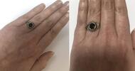 Silberring mit rotem Stein Ringgröße 57 -