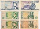 Großbritannien 1 und 5 Pound, 3 Scheine 3 Banknoten, Lot, Bank of England, Elisabeth II. -