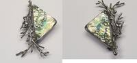 Silberschmuck vintage 925er Silber Brosche Nadel mit Perlmutt -