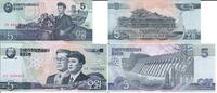 Nordkorea 5 Won Banknote Geldscheine 5 Won 1998 und 2002 (unc) 2 Scheine -