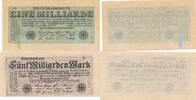 Deutsches Reich Deutschland 1 und 5 Milliarden Mark, Reichsbanknote, 2 Scheine 2 Banknoten -