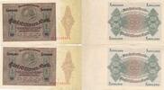 Deutsches Reich Deutschland 5 Millionen Mark, 2 Scheine Serie D, 2 folgende Serien Nr.: D02249868-69 -