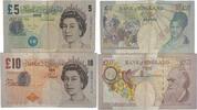 Großbritannien, England 5,10 Pounds Banknoten 2 Stück Lot, QUEEN ELIZABETH II -
