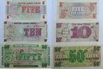 Großbritannien, British Armed Forces 5, 10, 50 Pences Banknote -