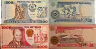 Mozambique 500, 1000 Meticais Banknote -