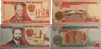 Mozambique 1000, 5000 Meticais Banknote -