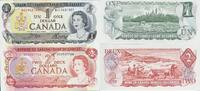 1, 2 Dollar 1973, 1974 Kanada Banknote I