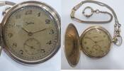 Antike Taschenuhr Zentra Uhr, Handaufzug, mit Uhrenkette , Gold Double AM -