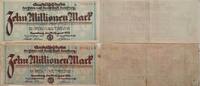 Deutschland, Deutsches Reich 2* 10 Millionen Mark Grossnotgeld, Freie und Hansestadt Hamburg, 2 Stück lot, Serie B, Serie C -
