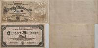 Deutschland, Deutsches Reich 50, 100 Millionen Mark Grossnotgeld, Freie und Hansestadt Hamburg, 2 Stück lot, Serie A -