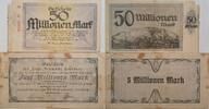 Deutschland, Deutsches Reich 5, 50 Millionen Mark Grossnotgeld, August Thyssen-Hütte, Gewerkschaft Neumühl Hamborn 2 Stück lot -