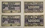 Deutschland, Deutsches Reich 2* 5 Millionen Mark Grossnotgeld, Moers, Nordrhein-Westfalen, 2 Stück lot -