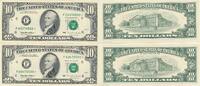 USA - Vereinigte Staaten v. Amerika 2* $ 10 Dollars Banknote Atlanta, zwei folgende Serien Nummer -