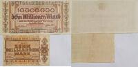 Deutschland, Deutsches Reich 10 Millionen, 10 Milliarden Mark Großnotgeld, Nürnberg, Bayern, Stadt, 2 Stück lot -