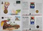 Papua Neuguinea, Vanuatu 10 Toea, 5 Vatu Münze und Briefmarke Numisbrief, 2 Stück lot -