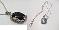  Silberschmuck 835er Silber Silber Halskette mit Onyx Silberkette Anh&auml;ng... 55.55 US$  +  69.44 US$ shipping