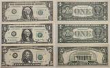 USA 2* 1 Dollar, 5 Dollars Banknoten 3 Stück lot -