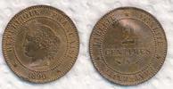 Frankreich 2 Centimes Cereskopf, Prägung A Paris Cérès III REPUBLIC -