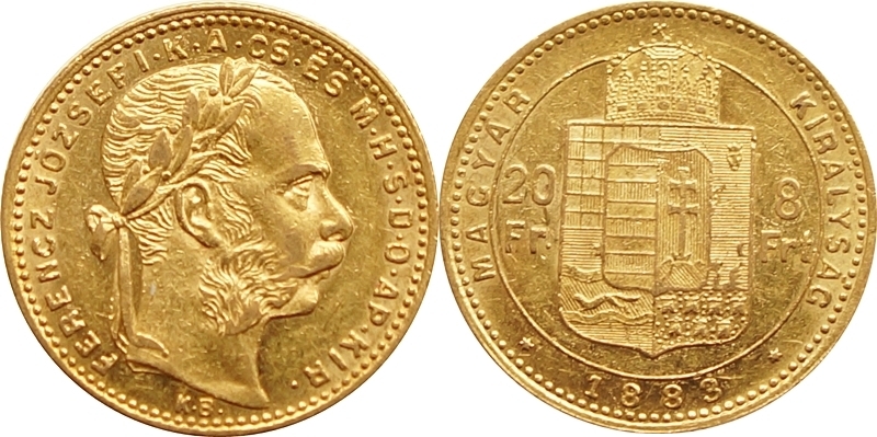Habsburg 8 Florin 1883 (zx) - Franz Joseph I (1848-1916) EF | MA-Shops
