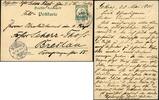  1901 Briefmarken DP China Petschili-Postkarte Yacht Kiautschou 20.5.01 Peking Breslau / 48 