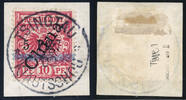  1900 Briefmarken Kiautschou Michel 1 II Type 1 ° Briefstück LUXUS Geprüft Jäschke-L. BPP/110 